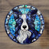 Border Collie Long Haired Circular Glass Suncatcher Worktop Saver